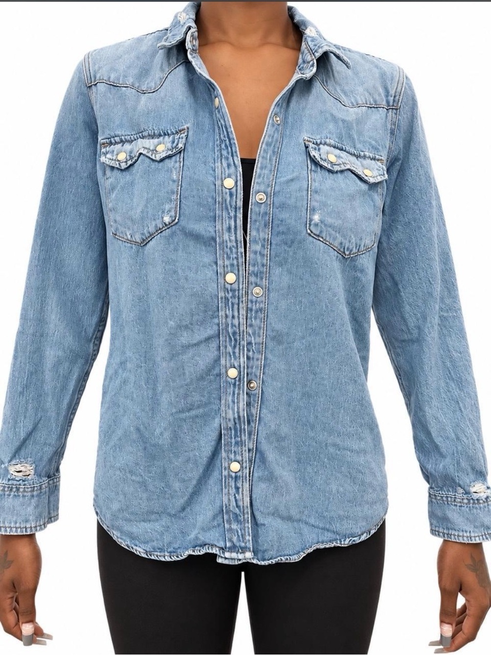 Lucky Brand Light Blue Denim Western Shirt